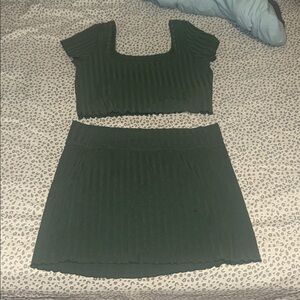 Aerie Dark Green Ribbed Crop Top